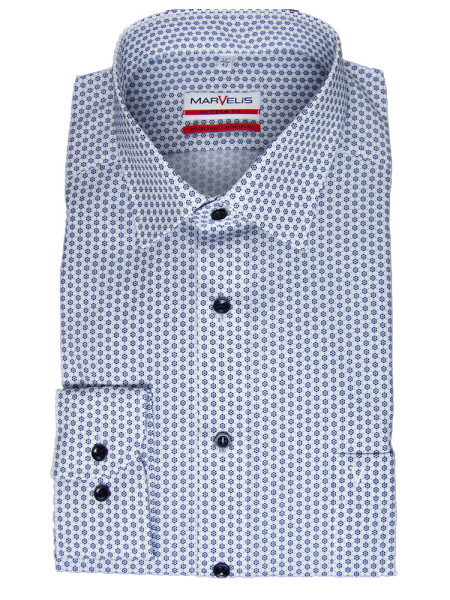 Chemise Marvelis MODERN FIT UNI POPELINE bleu clair avec col Nouveau Kent en coupe moderne