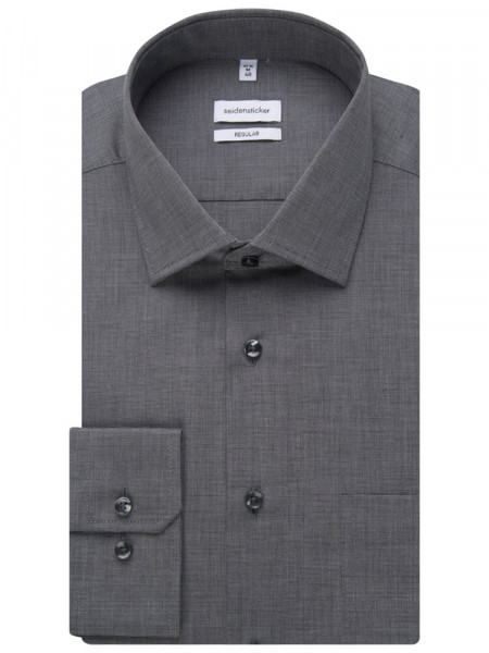 SEIDENSTICKER Regular Fit Chemise Anthracite Business Kent Fil à Fil - Vue 4