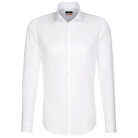 Chemise Seidensticker SLIM FIT UNI POPELINE blanc avec col Business Kent en coupe étroite