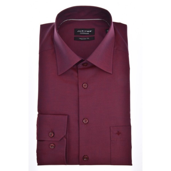 Chemise Jupiter COMFORT FIT CHAMBRAY rouge foncé avec col Kent en coupe classique