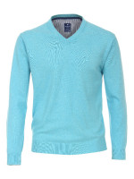 Pull Redmond REGULAR FIT MELANGE bleu clair avec col Col en V en coupe classique