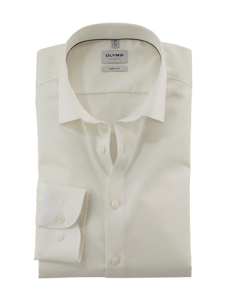 Chemise Olymp LEVEL 5 SATIN beige avec col New York Kent en coupe étroite