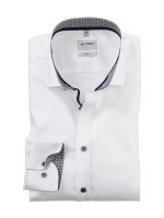 Chemise Olymp BODY FIT TWILL blanc avec col Kent moderne en coupe étroite