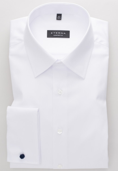Chemise Eterna COMFORT FIT TWILL blanc avec col Kent de base en coupe classique