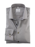 Chemise Olymp BODY FIT TWILL brun avec col Kent moderne en coupe étroite