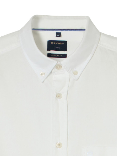 OLYMP Regular Fit Chemise Blanc Button-Down Fein Oxford