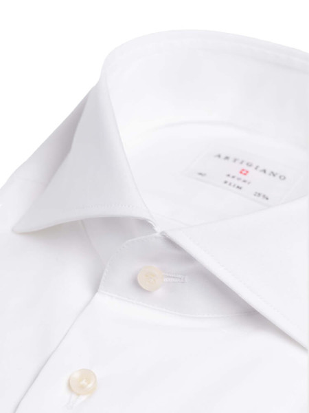 ARTIGIANO Slim Fit Chemise Blanc Haifisch Uni Stretch