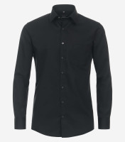 Chemise Redmond COMFORT FIT TWILL noir avec col Kent en coupe classique