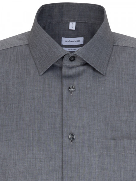 SEIDENSTICKER Regular Fit Chemise Anthracite Business Kent Fil à Fil - Vue 2