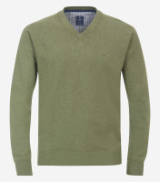Pull Redmond REGULAR FIT TRICOTÉ vert avec col Encolure en V en coupe classique