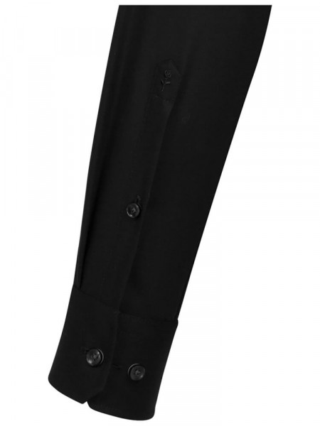 SEIDENSTICKER Tailored Fit Chemise Noir Business Kent Popeline - Vue 1