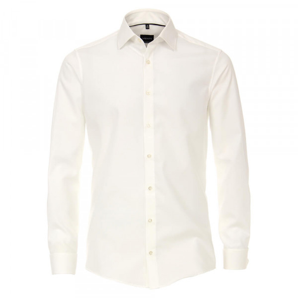 Chemise Venti MODERN FIT UNI POPELINE beige avec col Kent en coupe moderne