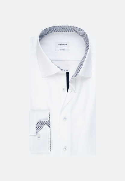 Chemise Seidensticker TAILORED UNI POPELINE blanc avec col Business Kent en coupe étroite