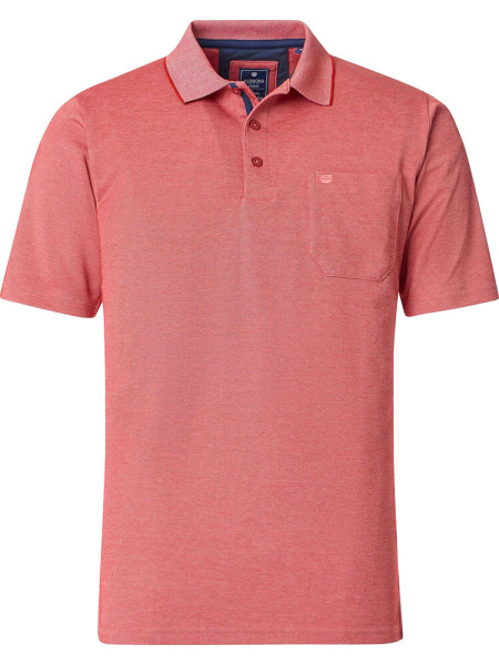 Chemise polo Redmond COMFORT FIT WASH &amp; WEAR rouge avec col Bouton polo en coupe classique