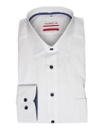 Chemise Marvelis MODERN FIT UNI POPELINE blanc avec col Nouveau Kent en coupe moderne