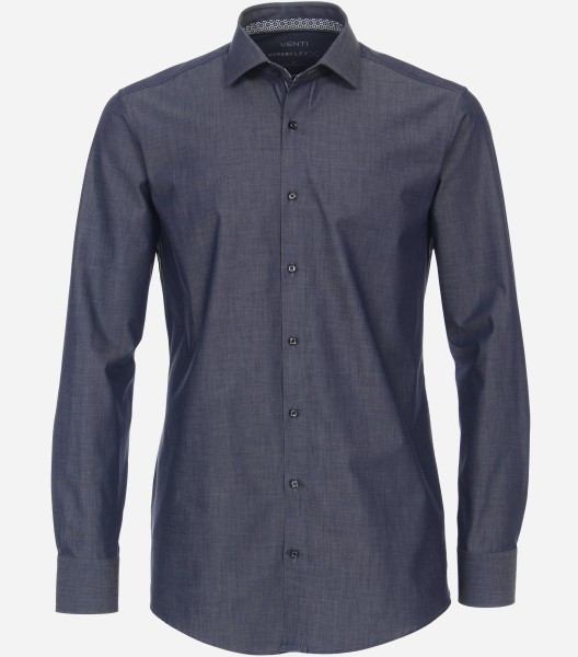 Chemise Venti MODERN FIT HYPERFLEX bleu foncé avec col Kent en coupe moderne