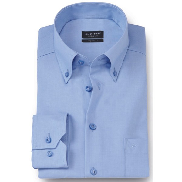 Chemise Jupiter COMFORT FIT FIL À FIL bleu clair avec col Button Down en coupe classique