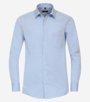 Chemise Redmond COMFORT FIT UNI POPELINE bleu clair avec col Kent en coupe classique