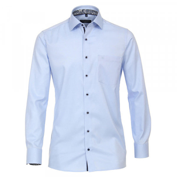 Chemise CASAMODA MODERN FIT STRUCTURE bleu clair avec col Kent en coupe moderne