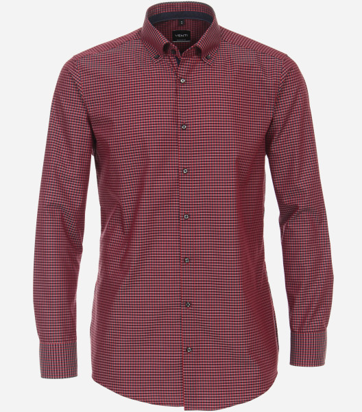 Chemise Venti MODERN FIT UNI POPELINE rouge avec col Button Down en coupe moderne