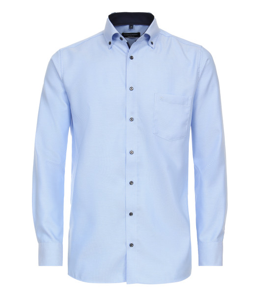 Chemise CASAMODA COMFORT FIT STRUCTURE bleu clair avec col Button Down en coupe classique