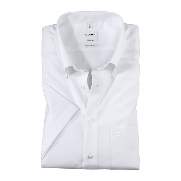 Chemise OLYMP Tendenz modern fit UNI POPELINE blanc avec col Button Down en coupe moderne