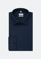 Chemise Seidensticker EXTRA SLIM STRUCTURE bleu foncé avec col Business Kent en coupe super étroite