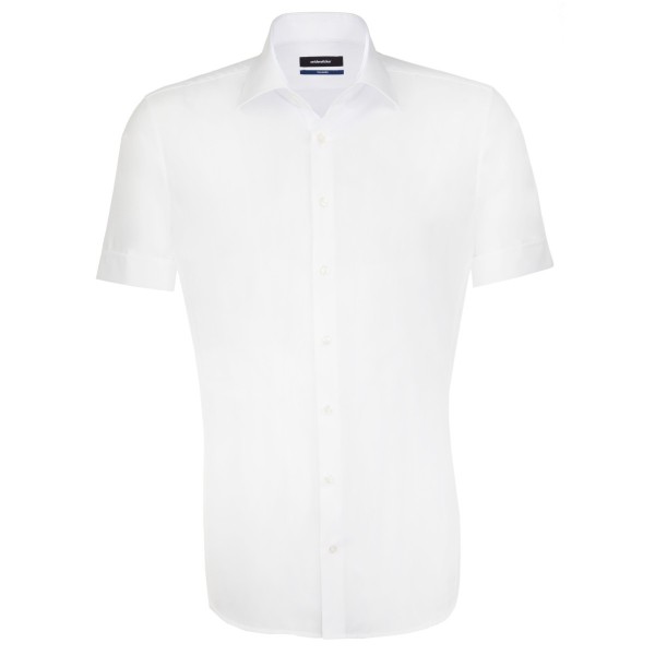 Chemise Seidensticker SHAPED UNI POPELINE blanc avec col Business Kent en coupe moderne