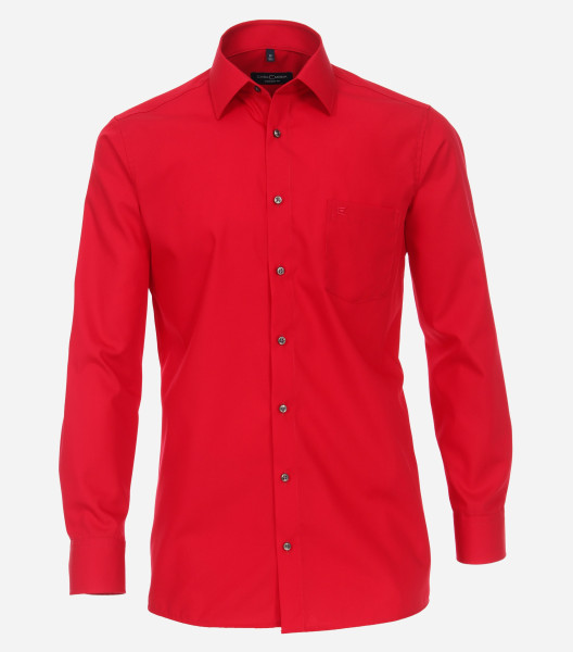 Chemise CasaModa COMFORT FIT UNI POPELINE rouge avec col Kent en coupe classique