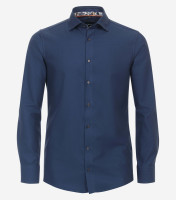 Chemise Venti MODERN FIT UNI POPELINE bleu foncé avec col Under Button Down en coupe moderne