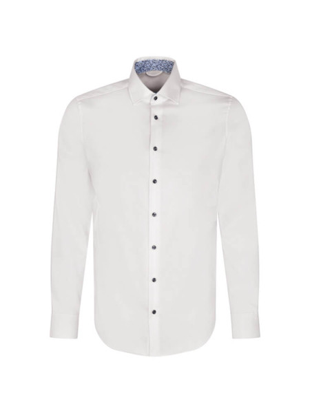 Chemise Seidensticker SLIM TWILL blanc avec col Nouveau Kent en coupe étroite