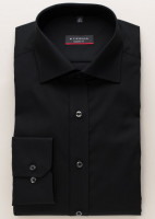 Chemise Eterna MODERN FIT UNI POPELINE noir avec col Classic Kent en coupe moderne