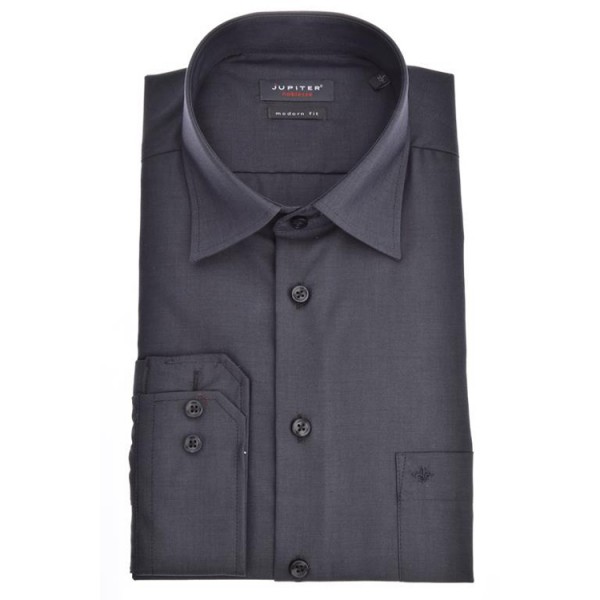Chemise Jupiter MODERN FIT CHAMBRAY anthracite avec col Kent en coupe moderne