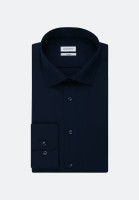Chemise Seidensticker EXTRA SLIM UNI POPELINE bleu foncé avec col Business Kent en coupe super étroite