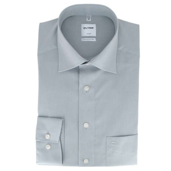 Chemise OLYMP Luxor comfort fit CHAMBRAY gris avec col Nouveau Kent en coupe classique