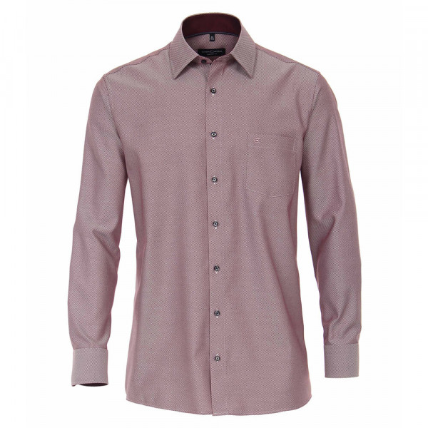 Chemise CASAMODA COMFORT FIT STRUCTURE rouge foncé avec col Kent en coupe classique