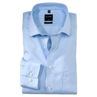 Chemise OLYMP Luxor modern fit TWILL bleu clair avec col Global Kent en coupe moderne