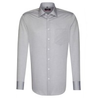 Chemise Seidensticker REGULAR CHAMBRAY gris avec col Business Kent en coupe moderne