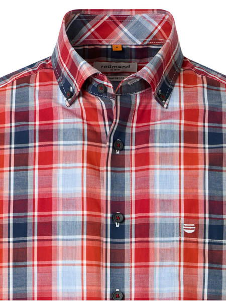 REDMOND Comfort Fit Chemise Rouge Button-Down Hyperflex Dobby - Vue 1