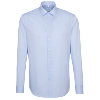 Chemise Seidensticker SLIM FIT UNI POPELINE bleu clair avec col Business Kent en coupe étroite