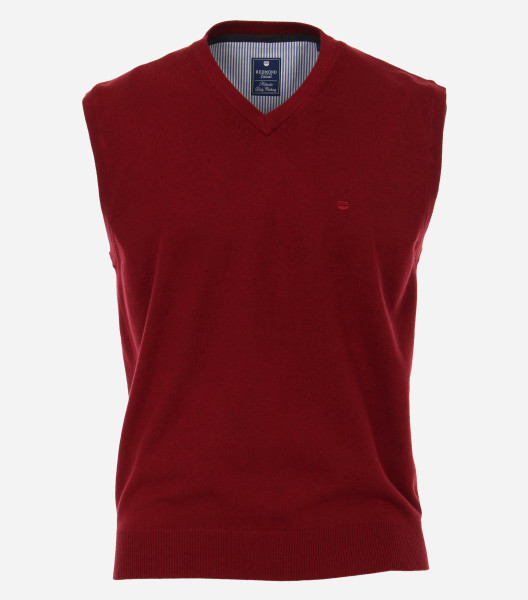 Pull-over Redmond REGULAR FIT TRICOTÉ rouge avec col Encolure en V en coupe classique