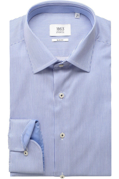 Chemise Eterna SLIM FIT TWILL bleu moyen avec col Classic Kent en coupe étroite