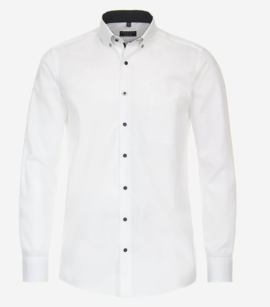 Chemise Redmond COMFORT FIT STRUCTURE blanc avec col Button Down en coupe classique