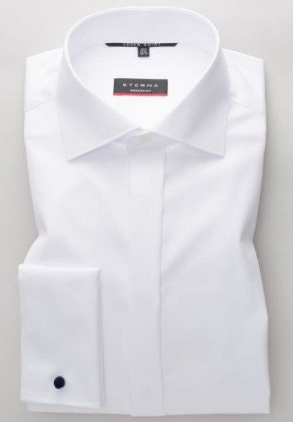 Chemise Eterna MODERN FIT TWILL blanc avec col Classic Kent en coupe moderne