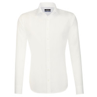 Chemise Seidensticker SHAPED UNI POPELINE beige avec col Business Kent en coupe moderne