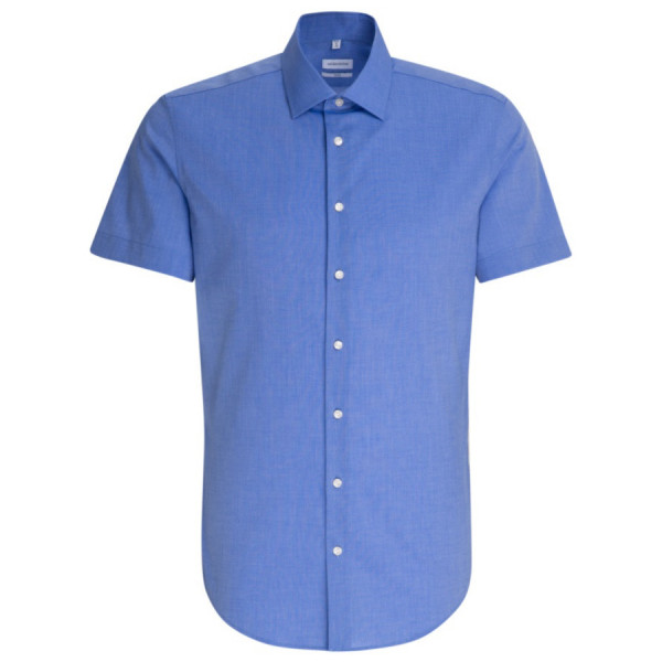 Chemise Seidensticker SLIM FIT FIL À FIL bleu moyen avec col Business Kent en coupe étroite