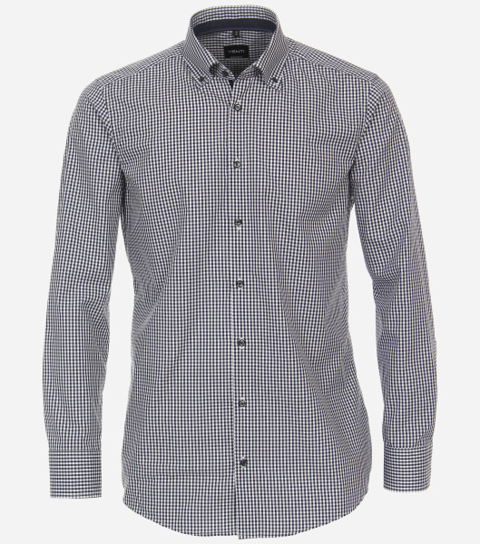 Chemise Venti MODERN FIT UNI POPELINE bleu clair avec col Button Down en coupe moderne