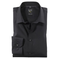 Chemise OLYMP No. Six super slim UNI POPELINE noir avec col Urban Kent en coupe super étroite