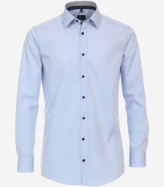 Chemise Venti MODERN FIT UNI POPELINE bleu clair avec col Kent en coupe moderne