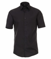 Chemise Venti MODERN FIT UNI POPELINE noir avec col Kent en coupe moderne